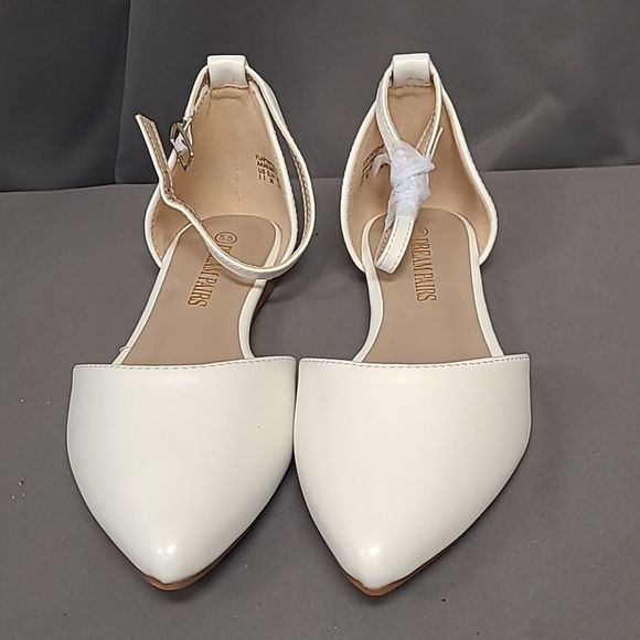 Dream Pairs Shoes - Dream Pairs Flats with Ankle Strap, White, Size 5.5
